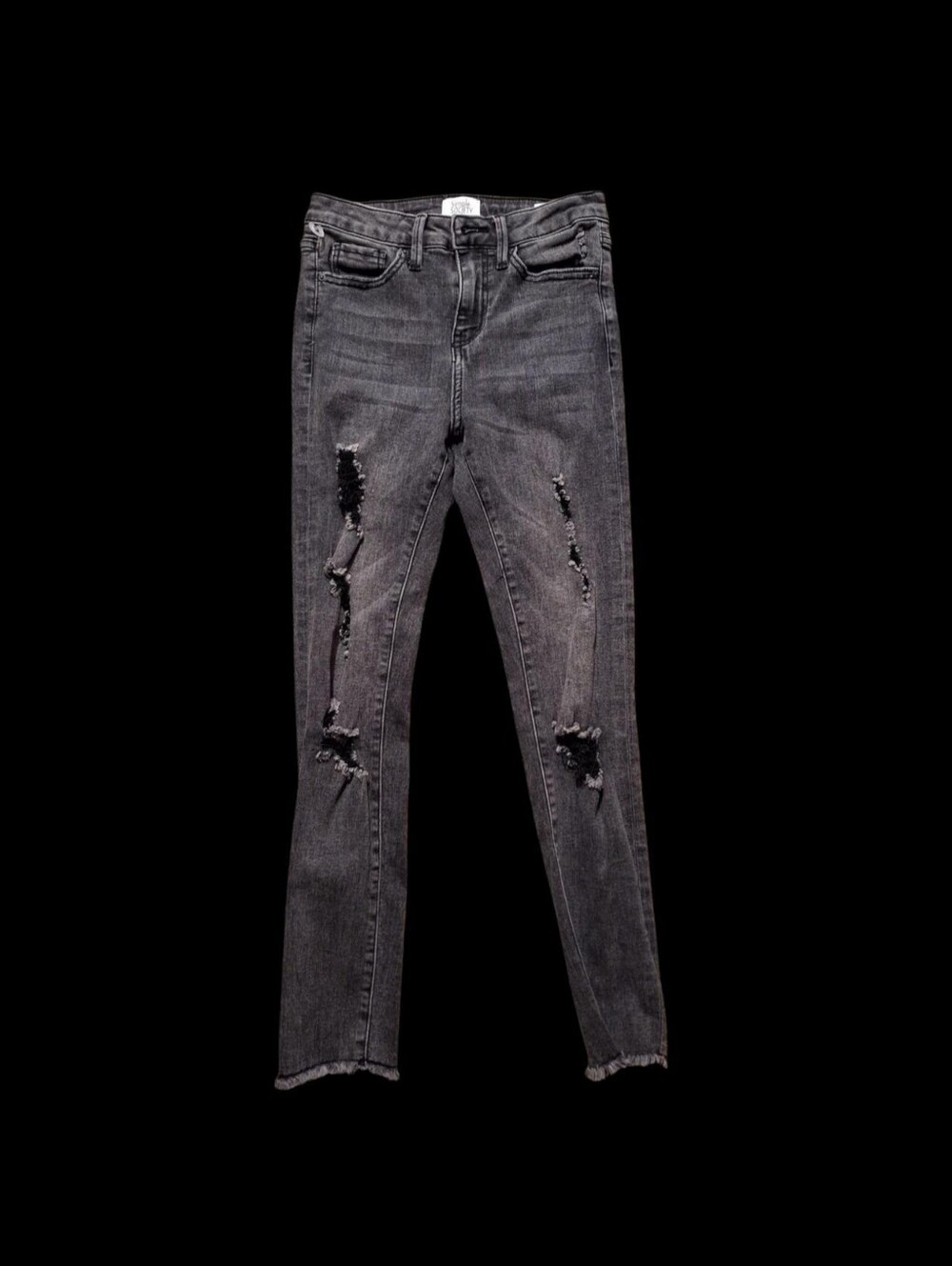Simple Society Faded Grey Distressed Skinny Jeans Size 0/24